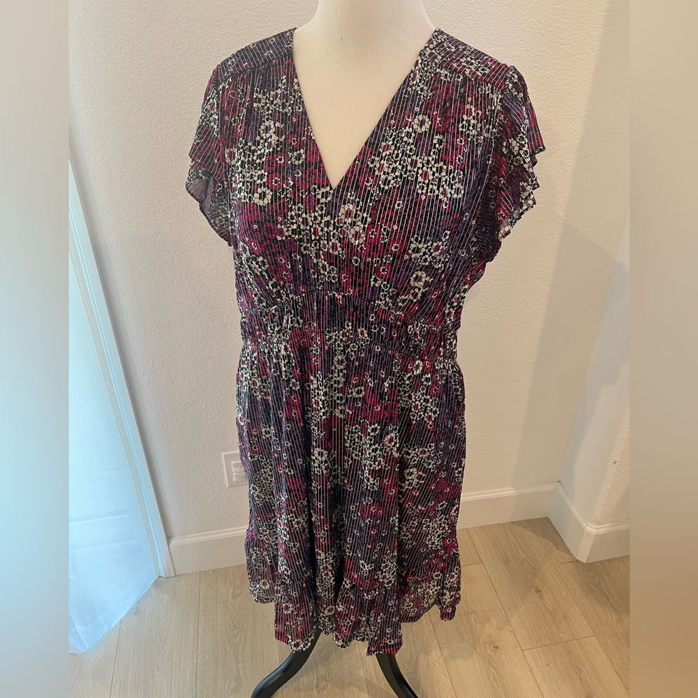 Michael Kors Floral V-Neck Top - Purple and White